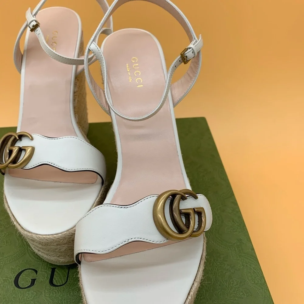 Gucci Lifford Double G Logo Espadrilles Sandals size 41.5